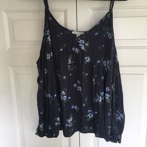 American eagle, navy and blue flower top